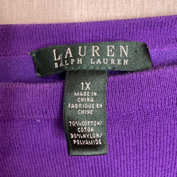 Lauren Ralph Lauren Women’s Preppy Gold Button Shoulder Knit Sweater Size 1X - Picture 3 of 7